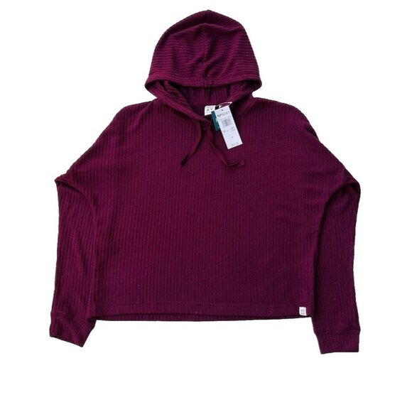 Roxy Burgundy Lightweight Comfy Place Ribbed Hoodie Size M - Picture 1 of 13